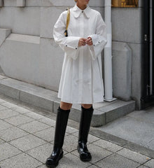 HEYFANCYSTYLE Baggy Pleated Blouse Mini Dress
