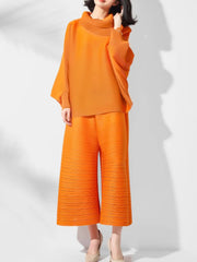 Tokyo Pleated High Neck Top & Pull-On Trousers Set