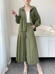 Luxury Pleated Wide-Leg Culottes