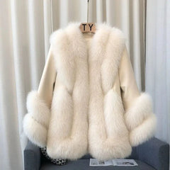 Fox Fur Leather Coat Women's