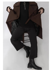 Men's Rich Brown Designer Wool Trench Coat