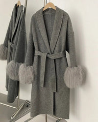 Luxury 70% Wool Long Wrap Coat