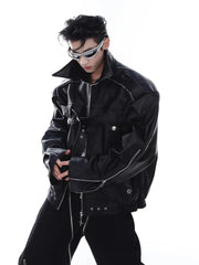 Men's Luxury Oversized Faux Leather Bomber Jacket