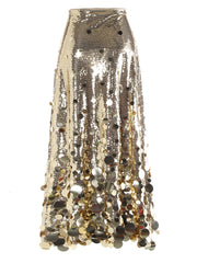 High-Waist Metallic Sequin Maxi Skirt