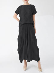 Ikebana Pleated Geometric Top and Skirt