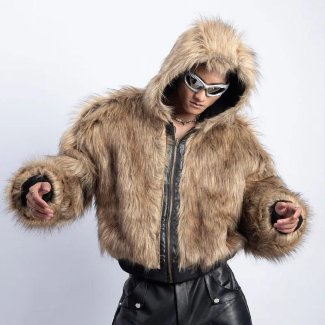 Men's Reversible Faux-Fur Hooded Jacket