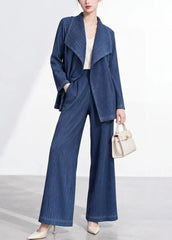 Petite Plissé Two-Piece Pant Set