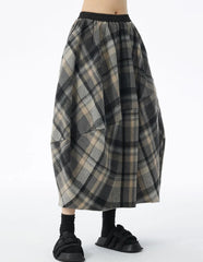 Luxury Plaid Wool-Blend Skirt