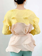 Luxury Pleated Geometric Top