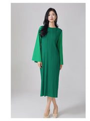 Luxury Flared Sleeve Pleats Dress