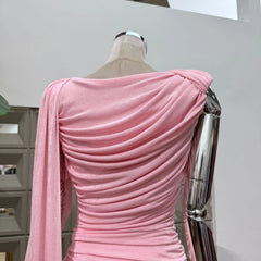 Luxury One-Shoulder Ruched Dress