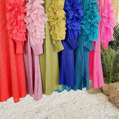 Luxury Pleated Floral Ruffle Dress