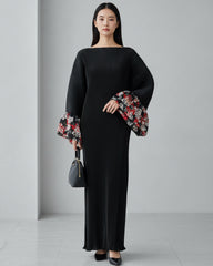Elegant Pleated Bell Sleeve Dress