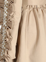 Luxe Pearl Ruffle Trench Coat