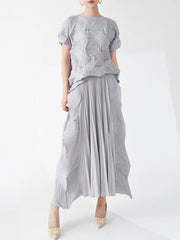 Ikebana Pleated Geometric Top and Skirt