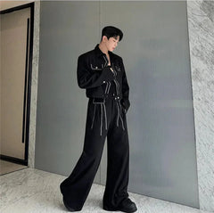 Men's 2 Piece Cropped Jacket + Pants Suit Set