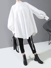 Luxe Oversized Draped & Ruched Satin Blouse