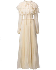 Couture Pleated Cape Dress