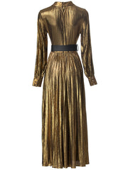 Audrey Metallic Mock-Neck Midi Dress