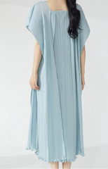 Luxury Pleats Square-Neck Dress