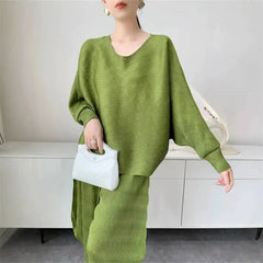 Flowing Plissé Tunic & Pants Set
