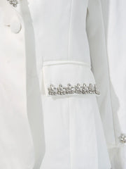 Luxury Feather Crystal Collar Blazer