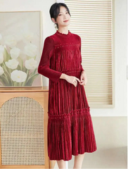 Elegant Velvet Pleated Dress