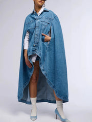 Designer Denim Oversized Cape Coat