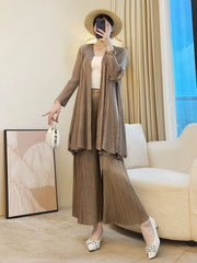 Plissé Longline Travel Cardigan