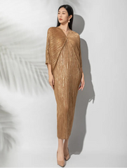 Luxury Plissé  Metallic Dress