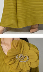 Luxurious Floral Pleats Dress