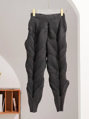 Luxury Geometric Pleated Cropped Pull-On Trousers