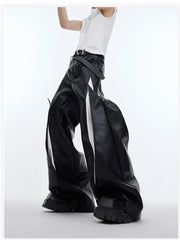 New! Men's Supreme Black Leather Baggy Pants