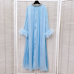 Luxe Pleated Feather Midi Dress