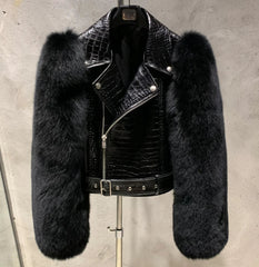 Crocodile Lamb Leather & Fox Jacket