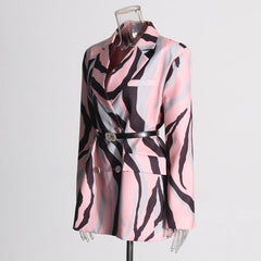 Elegant Light Pink Boyfriend Blazer Women's