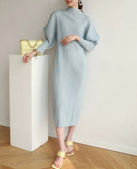 Truly Pleated Batwing Sleeve Dress