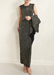 Elegant Pleated Dress & Shawl