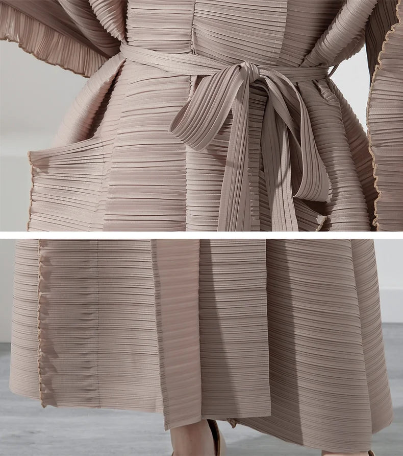 HEYFANCYSTYLE Maxi Pleated Cardigan Dress