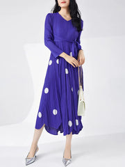 Truly Pleated Polka Dot Midi Dress