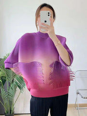 Pleated Ombre Blouse Top