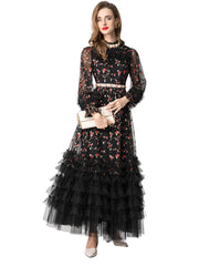 Luxury Tulle Embroidered Dress