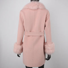 Women's Petite Cashmere & Wool Coat - Fox Fur