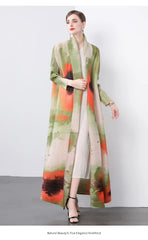 Women's Stylish Pleated Long Maxi Cardigan Coat