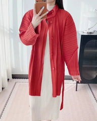 Luxury Plisse Mid-Length Jacket