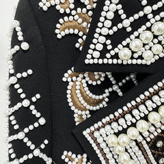 Luxury Pearl Beaded Crop Jacket