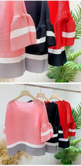 Truly Pleated Stripe 3/4 Sleeve Top