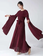 Elegant Formal Pleated Blouse & Skirt
