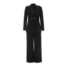 Luxe Floral Blazer & Wide-Leg Pant Set