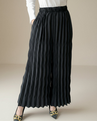 Luxury High-Waist Plissé Pants